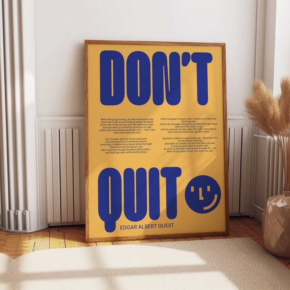 Never Give Up Quote Bedroom Wall Poster By Edgar Albert Guest